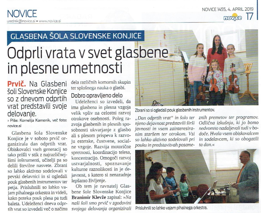 Članek v Novicah - &quot;Dan odprtih vrat&quot; 